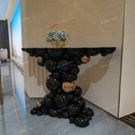 Sculptural Bubble Console Table with High-Gloss Black Spheres and Rose Gold Accents